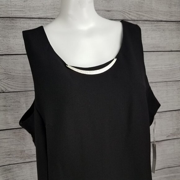 NEW HAVE Plus Size 2X Sleeveless Black Sheath Dress LBD - Picture 2 of 7